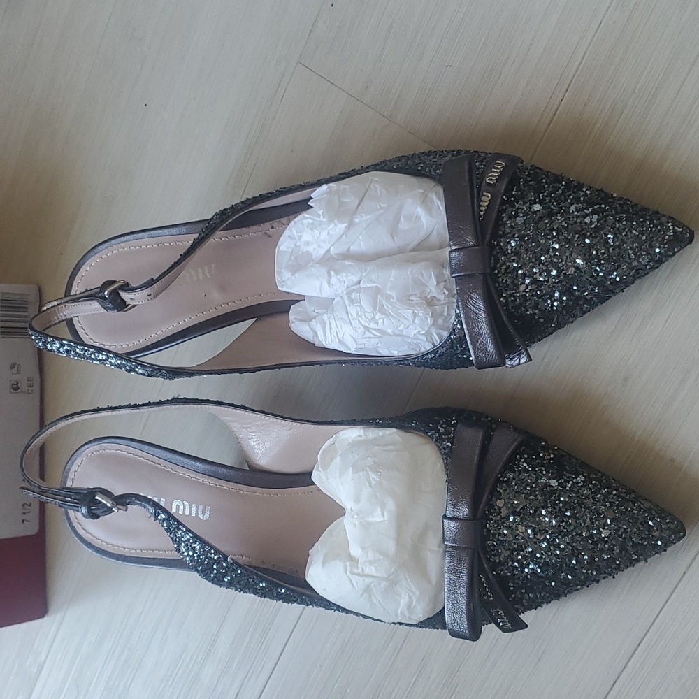 Miu Miu glitter kitten heels